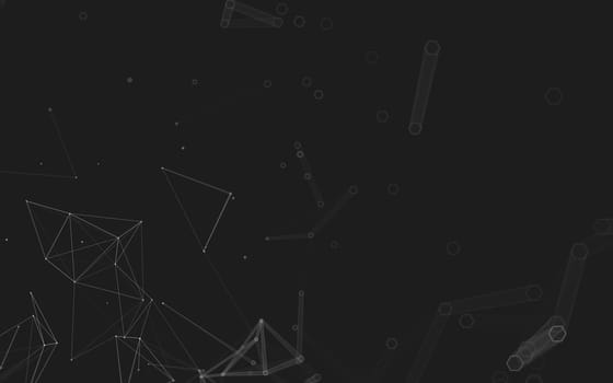 Abstract polygonal space low poly dark background with connecting dots and lines. Connection structure. 3d rendering