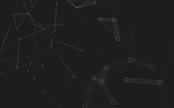 Abstract polygonal space low poly dark background with connecting dots and lines. Connection structure. 3d rendering