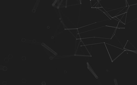 Abstract polygonal space low poly dark background with connecting dots and lines. Connection structure. 3d rendering