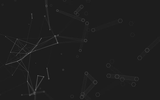 Abstract polygonal space low poly dark background with connecting dots and lines. Connection structure. 3d rendering