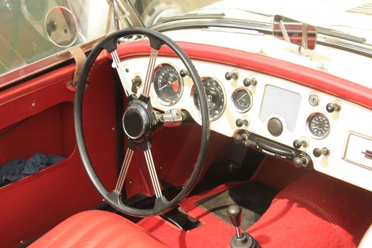 Dashboard of a vintage sports car
