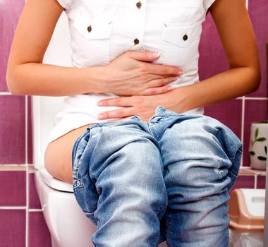 Woman in a toilet