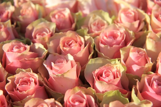 Pink roses in a floral wedding arrangement