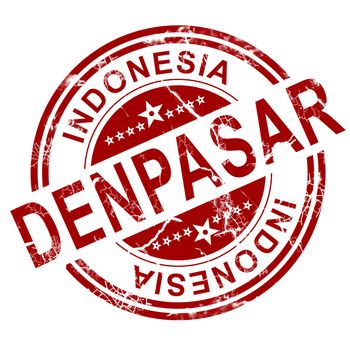 Red Denpasar stamp with white background, 3D rendering