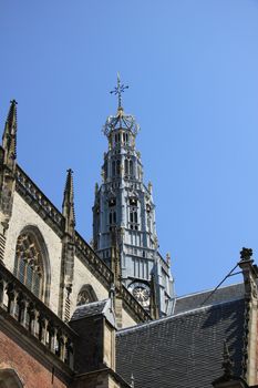 Detail of the great St. Bavo church in Haarlem, the Netherlands