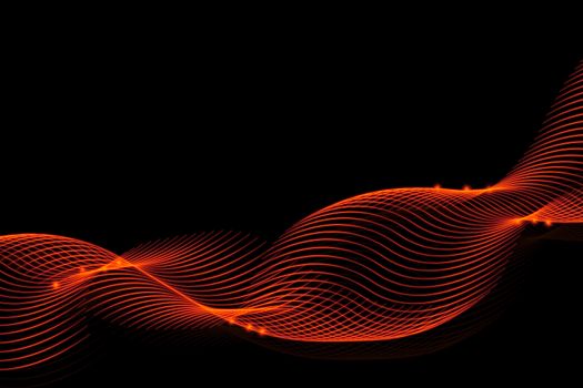 Bright fiery lines on black background for design