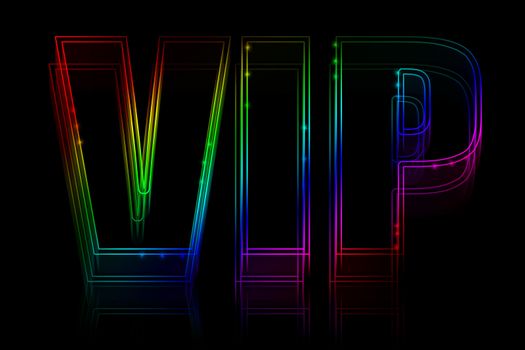 VIP neon sign on black background for design