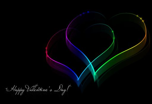 Neon hearts on the black - Love background