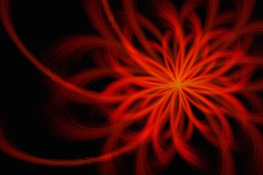 Bright fiery lines on black background for design