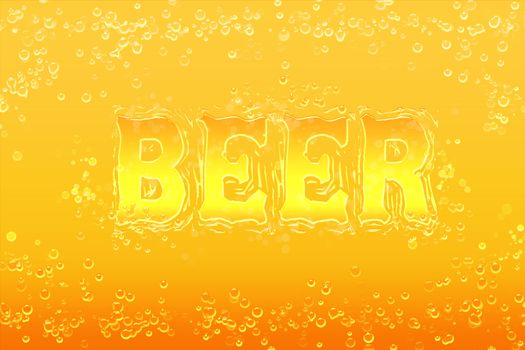 water drops on beer background with word beer