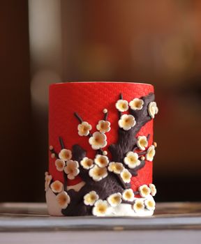 PENCIL HOLDER DESIGNED IN CHERRY BLOSSOM TREE