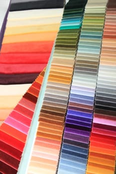 Velvet swatches in an interior decoration shop