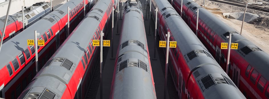 train standing at the station, top view