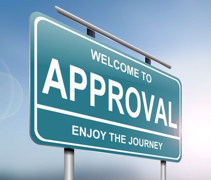 Illustration depicting a sign with an approval concept.