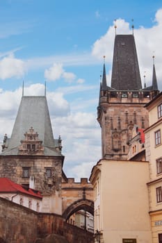 A view of  Lesser Town with the bridgetower in Prague 