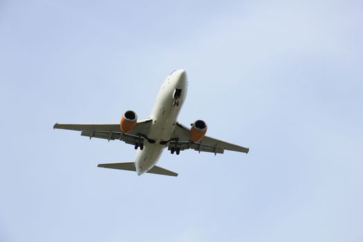 Commercial airplane approaching the runway