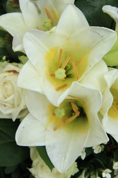 White tiger lily in a bridal arrangement