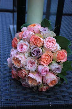 Pastel roses in a bridal bouquet