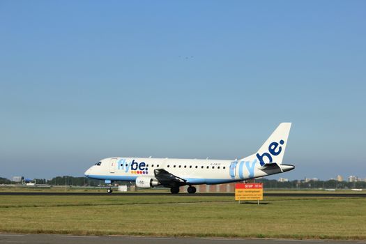 Amsterdam, the Netherlands  - August, 18th 2016: G-FBJC Flybe Embraer ERJ-175STD,
taking off from Polderbaan Runway Amsterdam Airport Schiphol