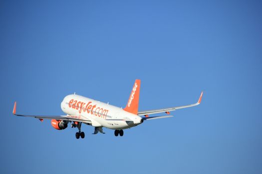 Amsterdam, the Netherlands  - August, 18th 2016: G-EZWT easyJet Airbus A320-214
taking off from Polderbaan Runway Amsterdam Airport Schiphol