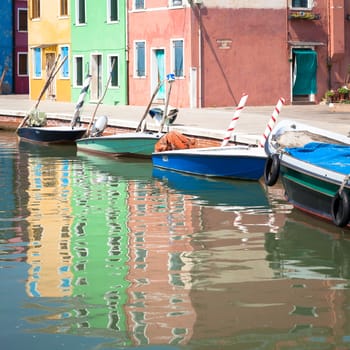 Pitoresque painted houses in Burano Isle, Venice, Italy