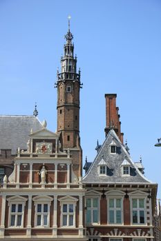 Part of the facade of the city hall in Haarlem, the Netherlands