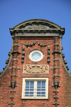 Vintage facade of an ancient building in the Netherlands