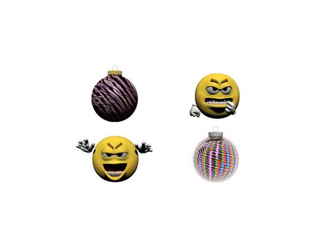 Emoticon and christmas ball isolated in white background