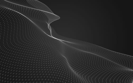 Abstract polygonal space low poly dark background with connecting dots and lines. Connection structure. 3d rendering