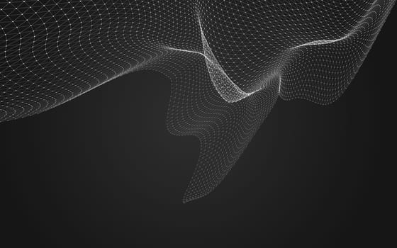 Abstract polygonal space low poly dark background with connecting dots and lines. Connection structure. 3d rendering