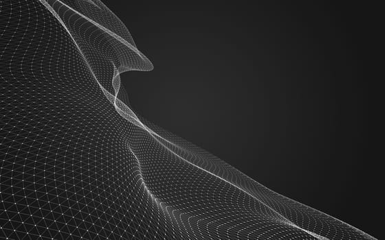 Abstract polygonal space low poly dark background with connecting dots and lines. Connection structure. 3d rendering