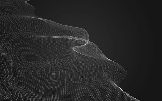 Abstract polygonal space low poly dark background with connecting dots and lines. Connection structure. 3d rendering