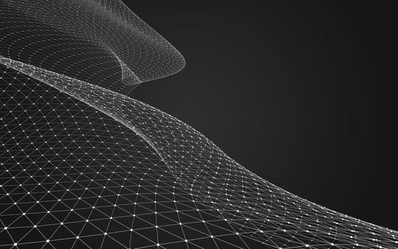 Abstract polygonal space low poly dark background with connecting dots and lines. Connection structure. 3d rendering