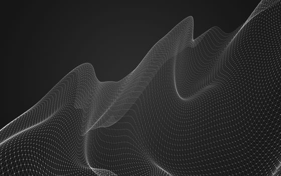 Abstract polygonal space low poly dark background with connecting dots and lines. Connection structure. 3d rendering