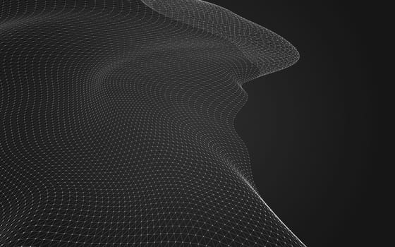 Abstract polygonal space low poly dark background with connecting dots and lines. Connection structure. 3d rendering