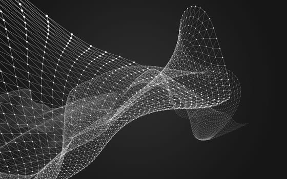 Abstract polygonal space low poly dark background with connecting dots and lines. Connection structure. 3d rendering