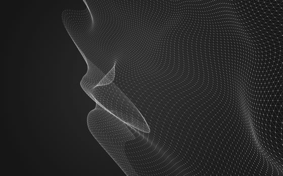 Abstract polygonal space low poly dark background with connecting dots and lines. Connection structure. 3d rendering