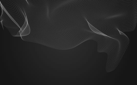 Abstract polygonal space low poly dark background with connecting dots and lines. Connection structure. 3d rendering