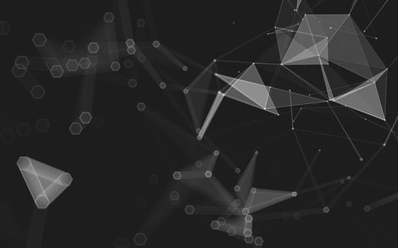 Abstract polygonal space low poly dark background with connecting dots and lines. Connection structure. 3d rendering