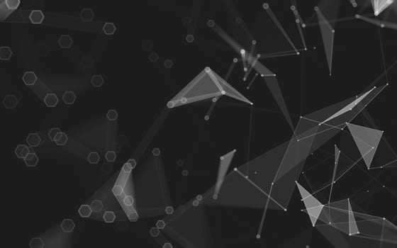 Abstract polygonal space low poly dark background with connecting dots and lines. Connection structure. 3d rendering