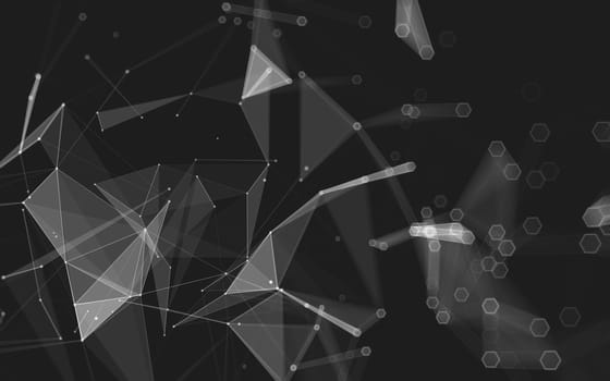 Abstract polygonal space low poly dark background with connecting dots and lines. Connection structure. 3d rendering