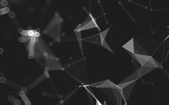 Abstract polygonal space low poly dark background with connecting dots and lines. Connection structure. 3d rendering