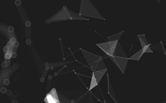 Abstract polygonal space low poly dark background with connecting dots and lines. Connection structure. 3d rendering