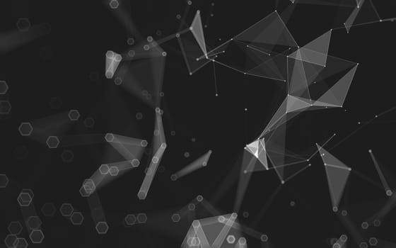 Abstract polygonal space low poly dark background with connecting dots and lines. Connection structure. 3d rendering