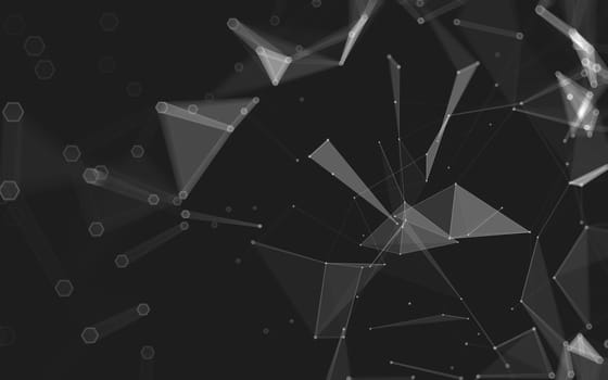 Abstract polygonal space low poly dark background with connecting dots and lines. Connection structure. 3d rendering