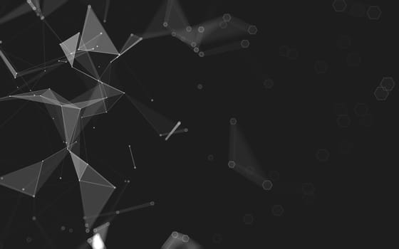 Abstract polygonal space low poly dark background with connecting dots and lines. Connection structure. 3d rendering