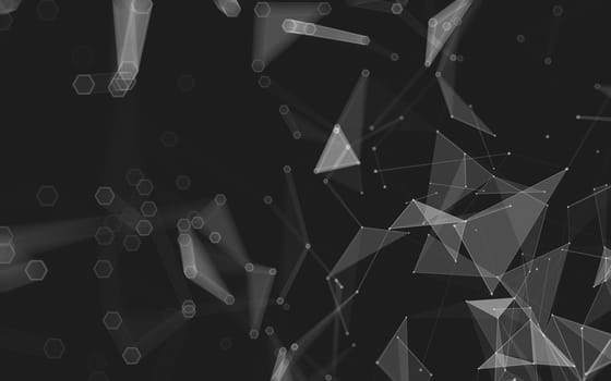 Abstract polygonal space low poly dark background with connecting dots and lines. Connection structure. 3d rendering