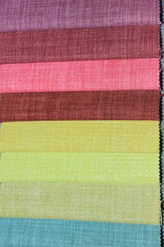 Fabric swatches in an interior decoration shop