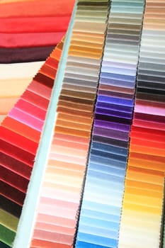 Velvet swatches in an interior decoration shop