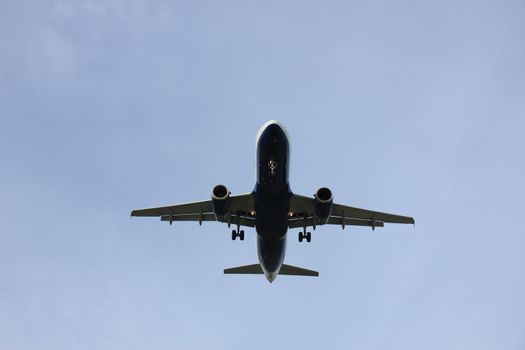 Commercial airplane approaching the runway